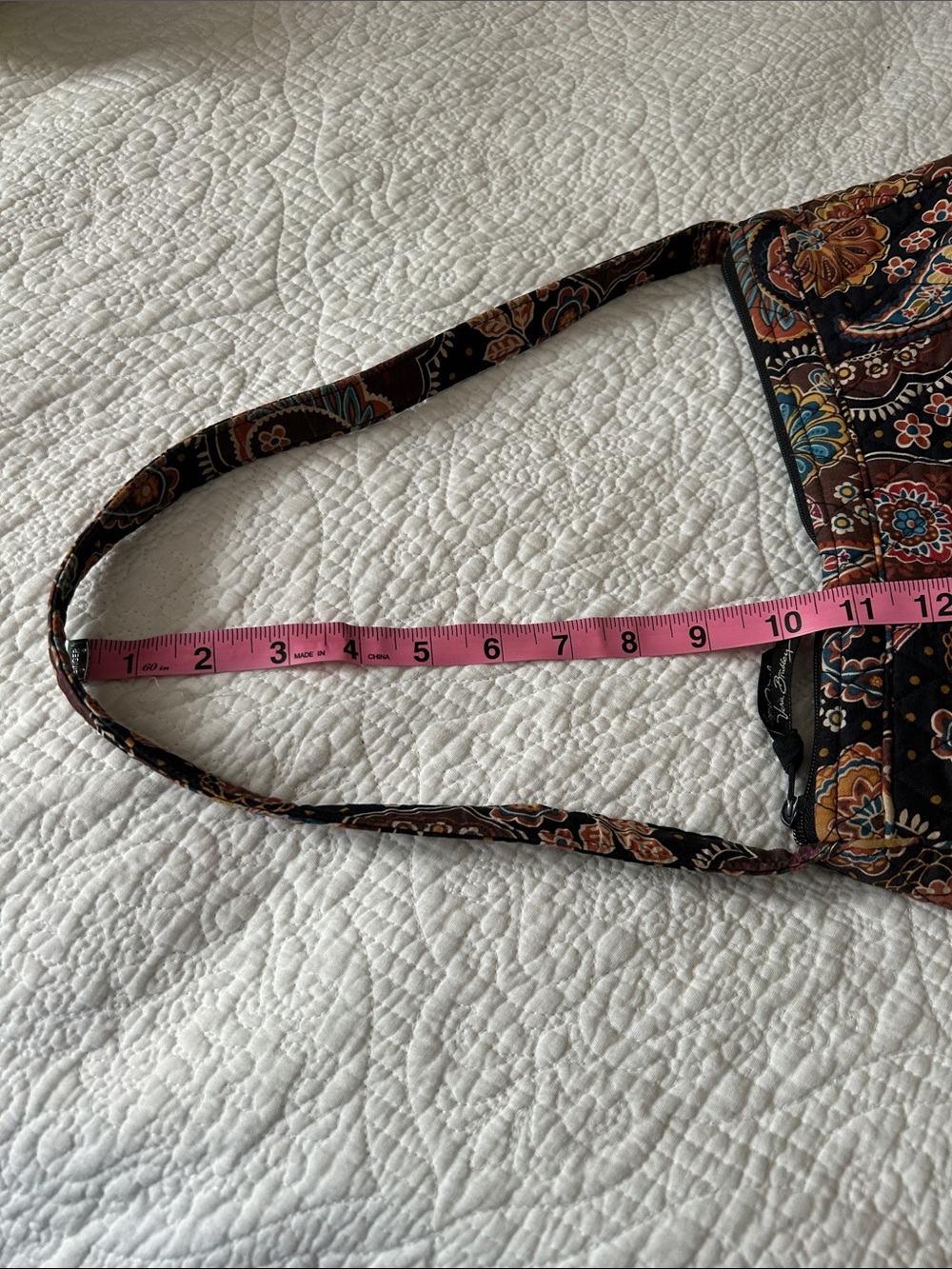 Vera Bradley quilted shoulder purse in browns, turquoise, yellow and black - Picture 10 of 15